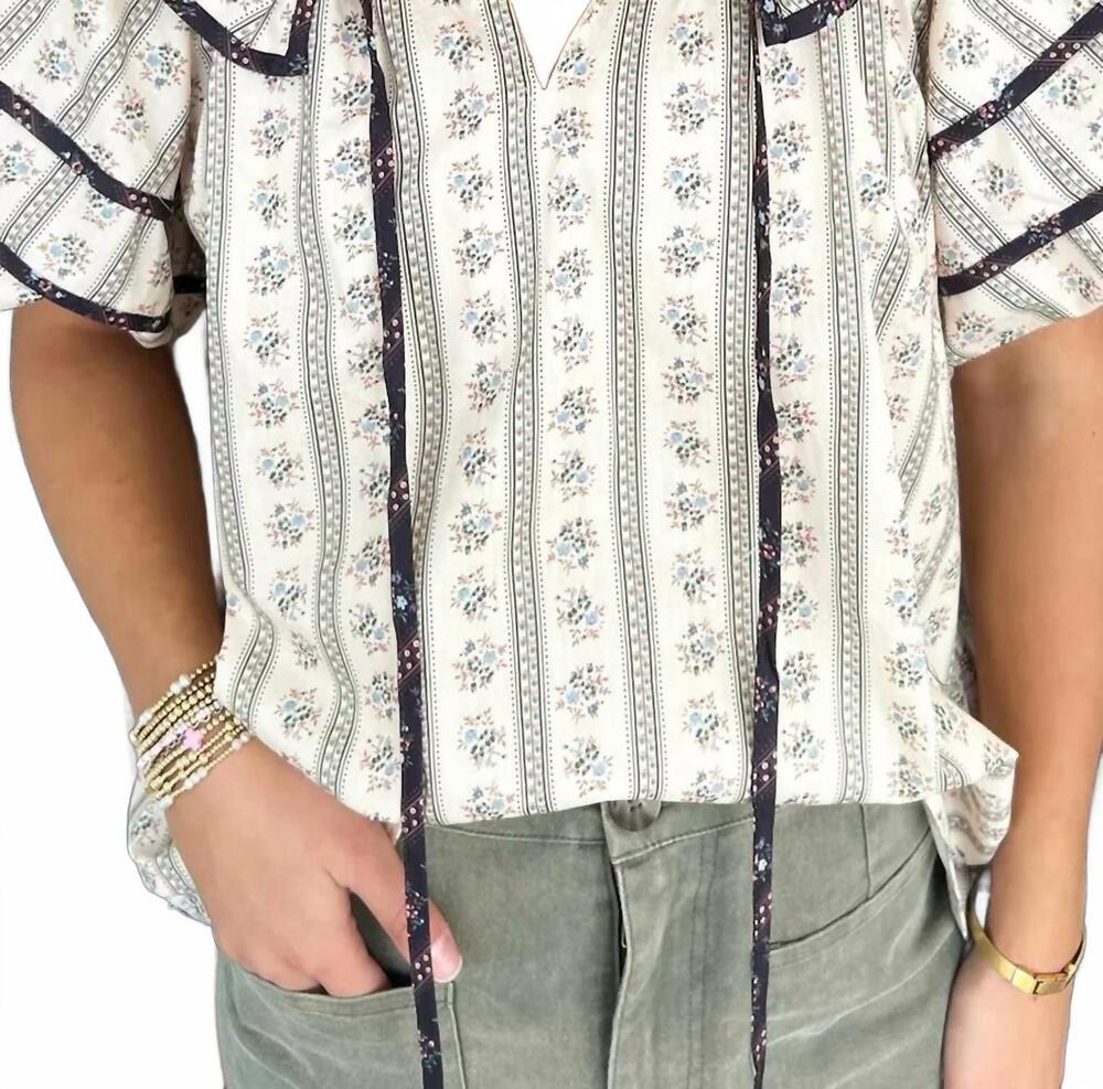 NEW ENTRO take a stroll ruffled top in white